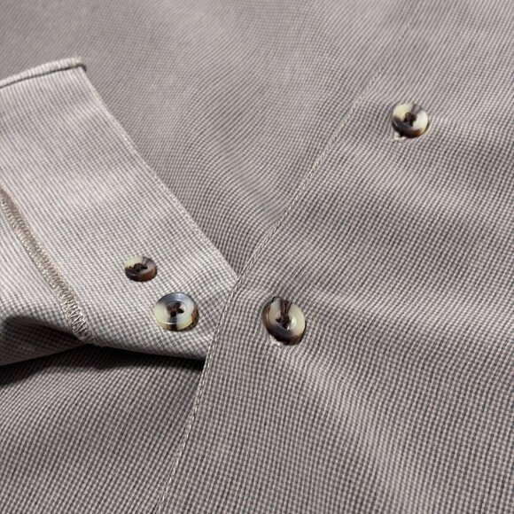 Rivers End Trading Co Micro Check Taupe Button-Up L Shirt Long Sleeve Microfiber - Picture 6 of 9